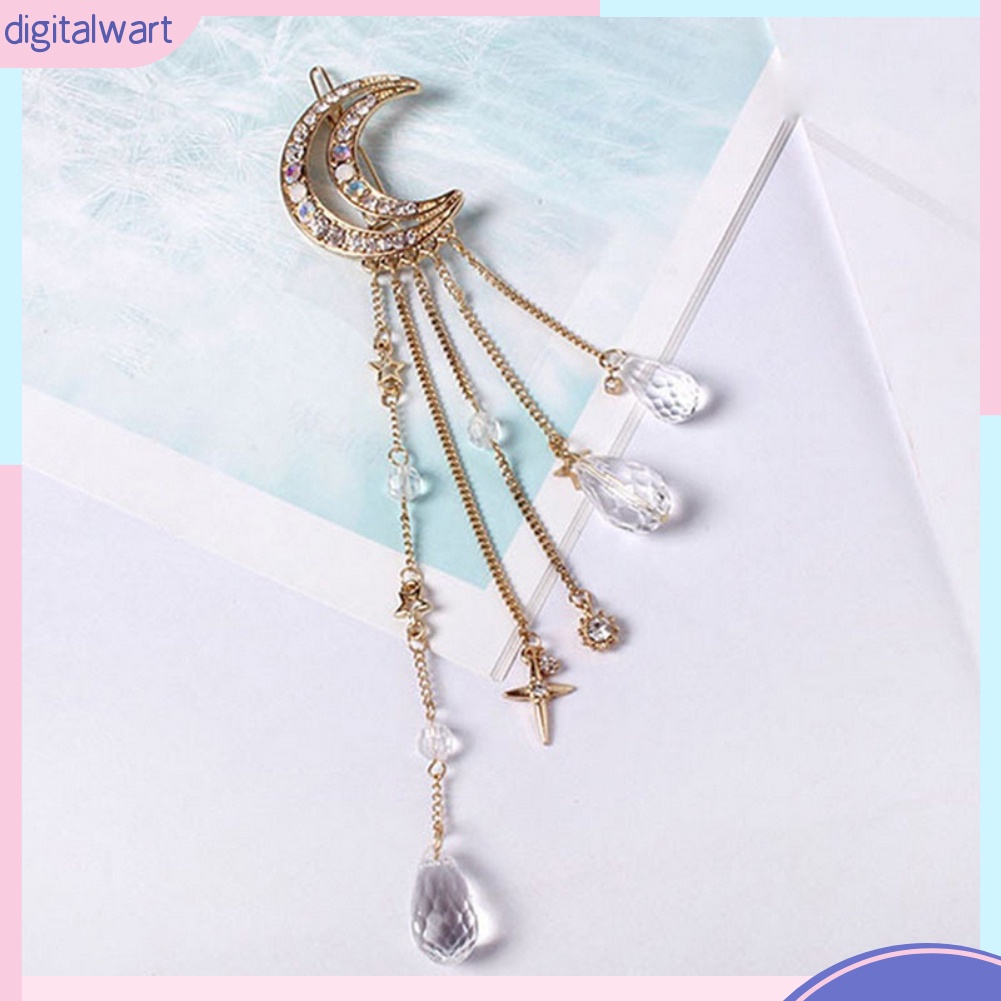 Kẹp Tóc Hình Mặt Trăng Đính Đá Phong Cách Retro Cho Nữ
