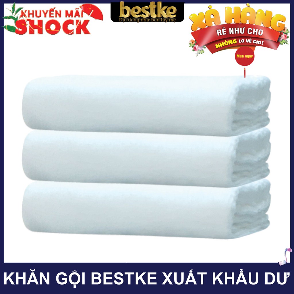 Combo 3 Khăn gội bestke 100% cotton mềm mại và thấm hút white color, Cotton towels, towels manufactu
