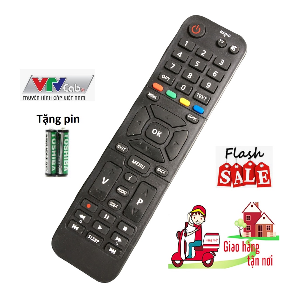 Điều khiển đầu thu VTV cab hàng mới 100%, Tặng kèm pin!