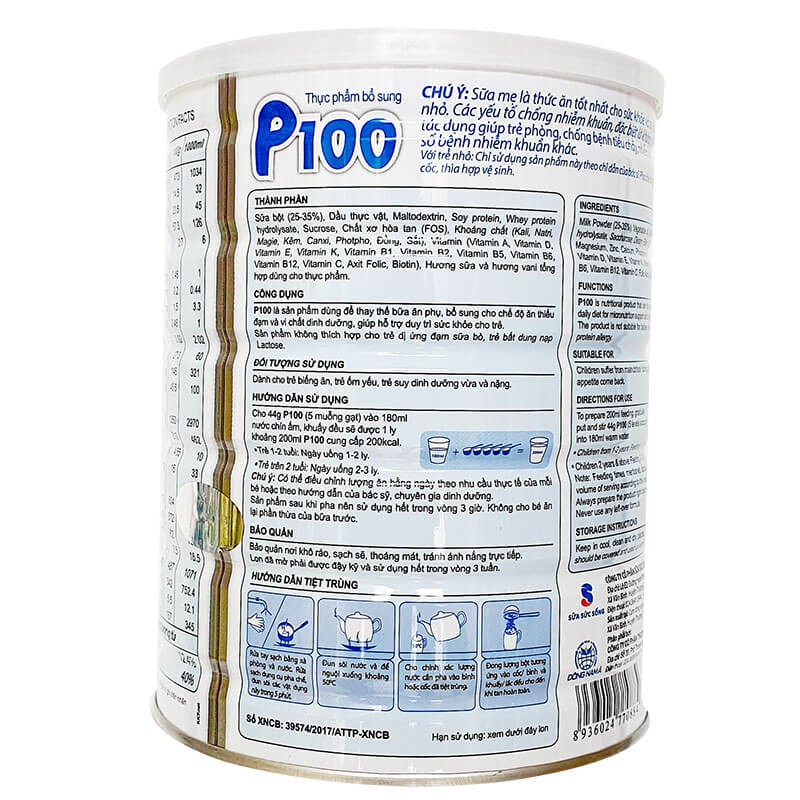 Sữa bột công thức P100 900g_Duchuymilk