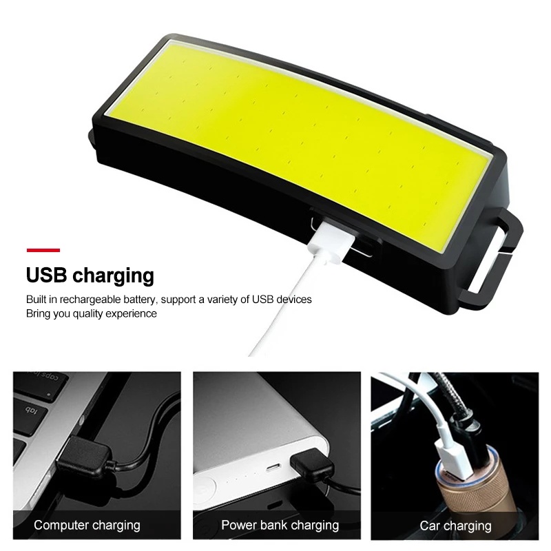 Đèn Đeo Đầu Mềm COB 3 Chế Độ Kèm Sạc USB Chống Thấm Nước Tiện Dụng Cho Câu Cá/ Cắm Trại