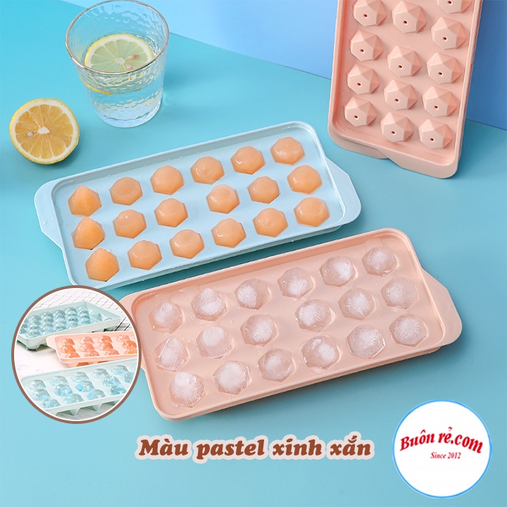 Khay đá tròn 15 viên Việt Nhật 6979 có nắp đậy, vỉ đá làm thạch hình tròn cute cho bé - 01573