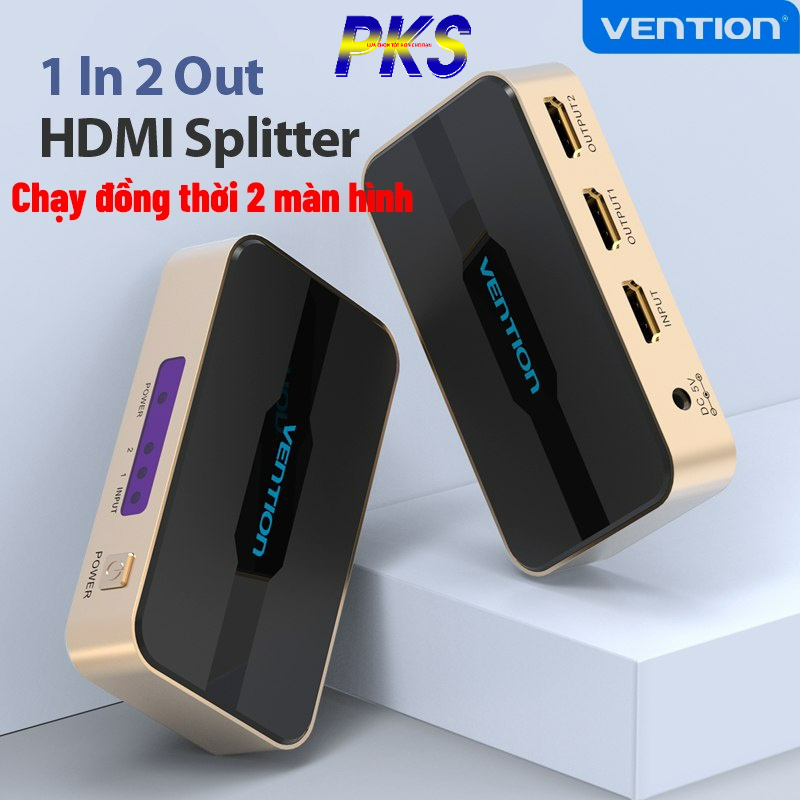 Bộ chia HDMI Vention ACBGO 1 ra 2 - có thể chạy đồng thời 2 màn hình