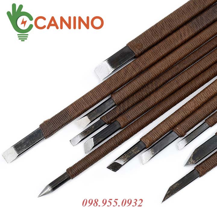 Bộ dụng cụ 11 cây tiện, đục điêu khắc thép  cacbon HRC70 dây quấn cao cấp [ SIÊU HOT 22 ĐẦU ]