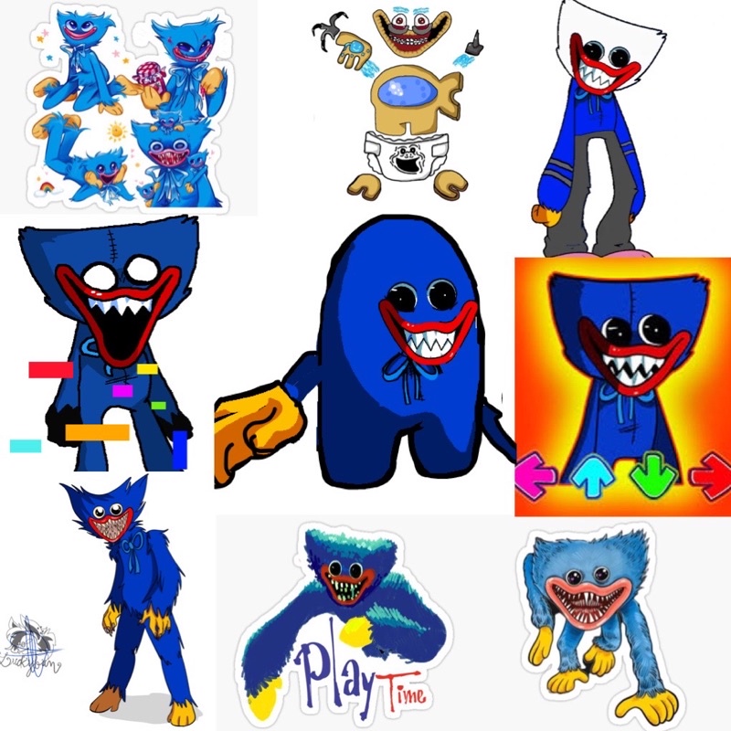 Sticker Horror Huggy Wuggy 30-60 ảnh ép lụa khác nhau / Hình dán Horror Huggy wuggy poppy Adventure Game