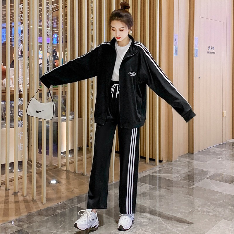 Sét Bộ Thể Thao VATI Unisex Phối 3 Sọc Bộ Thể Thao Nam Nữ Chất Cotton Co Dãn Nhẹ Form Dưới 65kg