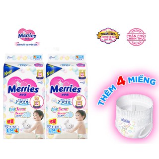 Combo 2 Tã/bỉm dán Merries size L - 54 + 4 miếng (Cho bé dưới 9-14 kg)