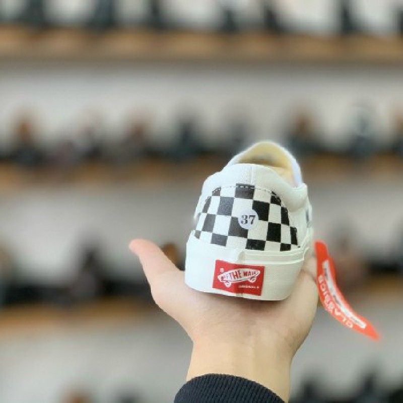 Giày thể thao Sneaker nam nữ lười slip on caro Vault đen trắng không dây giá rẻ cực đẹp Hàn Quốc hàng chính hãng cao cấp | BigBuy360 - bigbuy360.vn