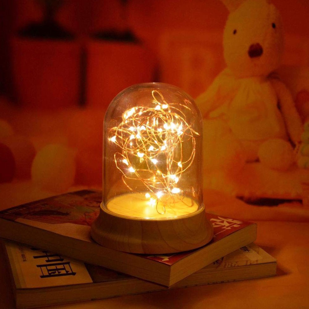 Đèn Ngủ USB Trong Suốt Bằng Gỗ Tạo Hình Bông Hoa Màu Bạc Trang Trí Lãng Mạn Quà Tặng Lãng Mạn