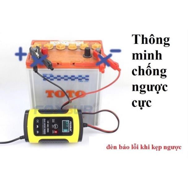 Bộ sạc bình ắc quy xe máy ô tô_Sạc acquy 12v 24v tự ngắt_Sạc bình mạch sạc ác quy Foxsur (DCG)