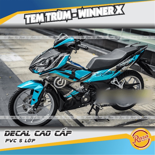 Tem trùm WINNER X màu xanh ngọc đen | Decal PVC 5 lớp cao cấp | Mã tem: WINX 0147