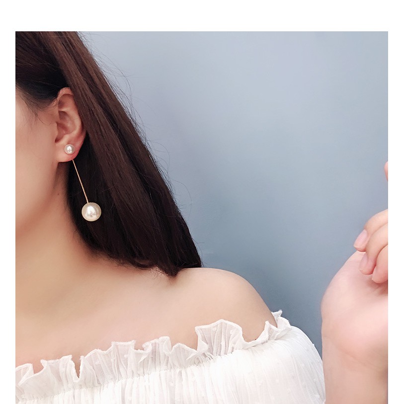 Bông tai, Khuyên tai nữ bạc 925 đính ngọc trai nhân tạo dáng dài