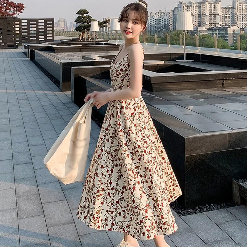 Đầm Hai Dây In Hoa Nhí Xinh Xắn Cho Nữ