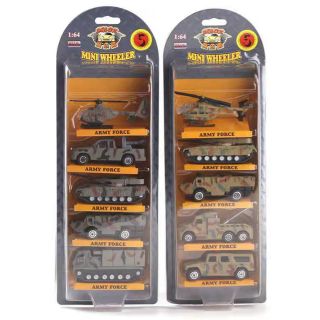 Set 5 xe quân sự bằng sắt đặc mini wheeler