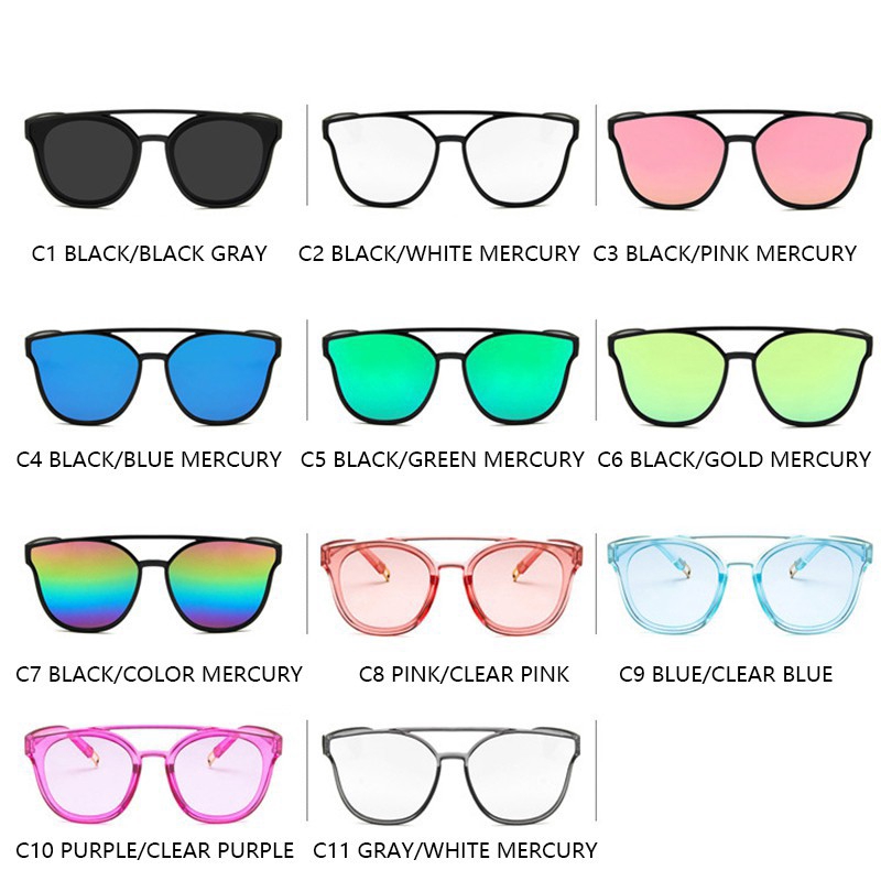 Thanh toán tại chỗ◆2018 New Korean Fashion Cat Eye Colorful Mercury Sunglasses Women Luxury Glasses