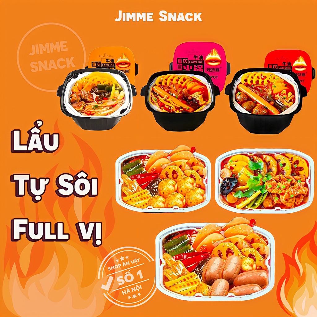 Lẩu tự sôi Jimme snack cay xé lưỡi , dễ chế biến và mang đi mọi nơi phù hợp với dân văn phòng và du lịch | BigBuy360 - bigbuy360.vn