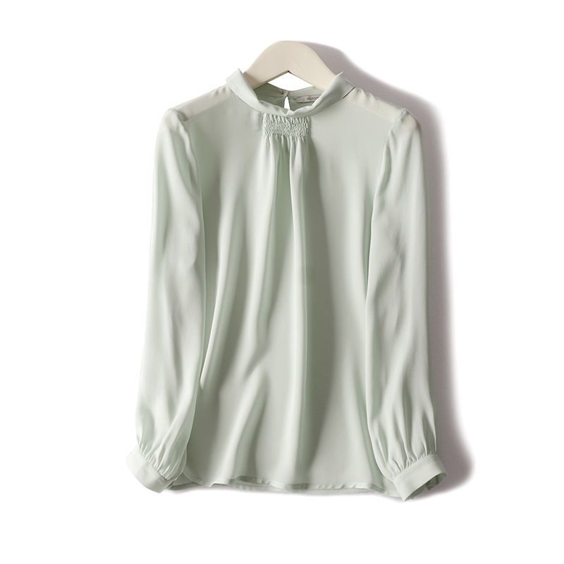 Áo Thun Lụa Tay Dài Cổ Đứng Xếp Ly Xinh Xắn Cho Nữ | Shopee Việt Nam