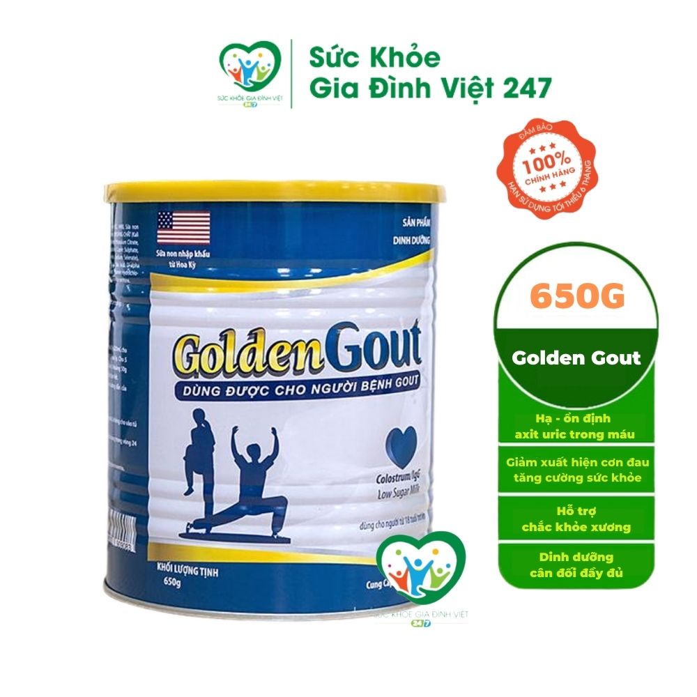 Sữa Non Golden Gout Cho Người Bị Gout - 650g Sữa Bột Dinh Dưỡng Mới - Date Mới