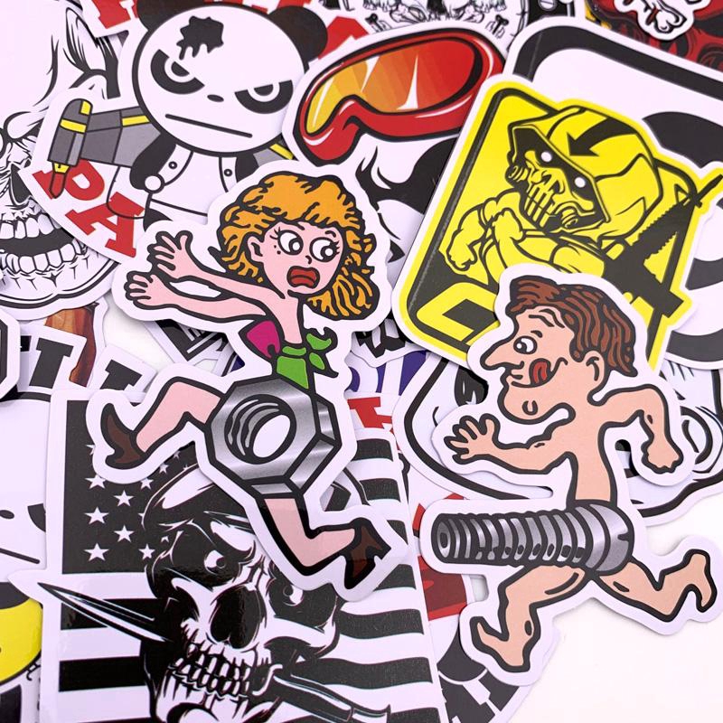 40 miếng dán trang trí phụ kiện ván trượt/laptop/đồ dùng nhiều màu cá tính