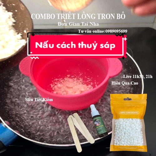COMBO tiết kiệm tại nhà. Sáp wax lông siêu bám+bát+mỡ trăn tặng kèm que gỗ trọn bộ đầy đủ