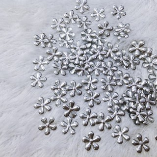 10 hoa mai bạc ủi nhiệt bông nhôm đính dán quần áo trang trí váy đầm size 1.6cm