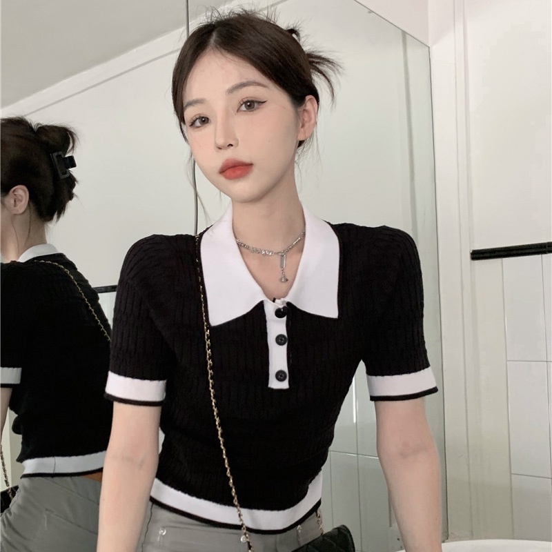 Áo thun ZHELIHANGFEI cổ polo tay ngắn dễ phối đồ thời trang dành cho nữ