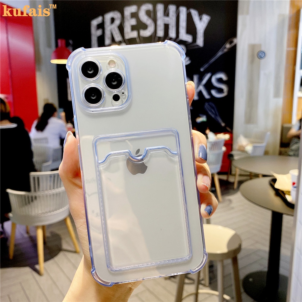 Ốp Điện Thoại Trong Suốt Có Ngăn Đựng Thẻ Cho Iphone 12 Pro MAX 8 Plus X XR XS 11 Pro MAX se2020 | BigBuy360 - bigbuy360.vn