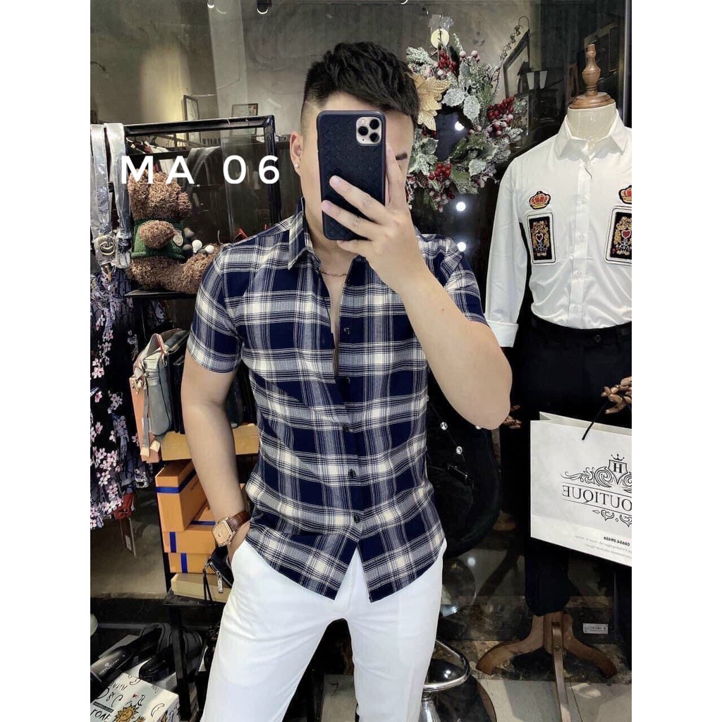 Sơ Mi Tay Ngắn nam Burberry 💥 SALE GIÁ SỐC 💥 với họa tiết caro giúp AE dễ phối đồ đi chơi và đi tiệc