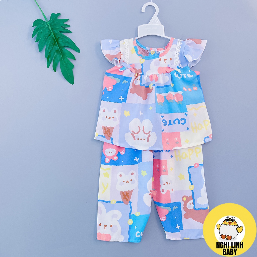 Đồ bộ bé gái tole lanh 2 da, bộ quần áo trẻ em tay ngắn quần dài cánh tiên - Nghi Linh Baby