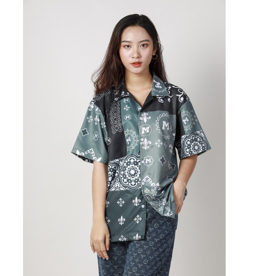 Áo Sơ Mi Unisex Hoạ Tiết Tay Ngắn Cổ Vest Thời Trang Vải Lụa Chính hãng Local Brand Mi Midori