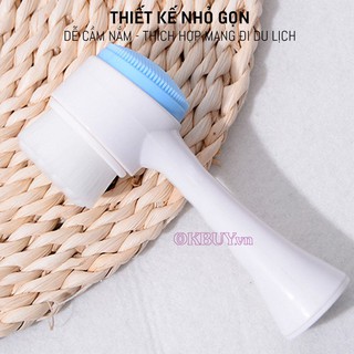 Máy rửa & massage mặt Cọ massage rửa mặt KOREA 2 đầu 3D gai silicon