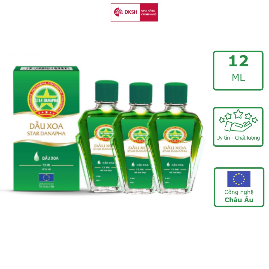 Bộ 3 Dầu xoa Cao Sao Vàng STAR DANAPHA 12ML/Chai