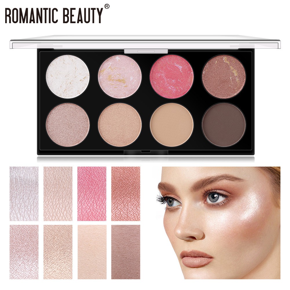 Bảng Má Hồng, Phấn Má Trang Điểm Bắt Sáng Tạo Khối Romantic Beauty 8 Màu Makeup Phối Các Tone Khác Nhau