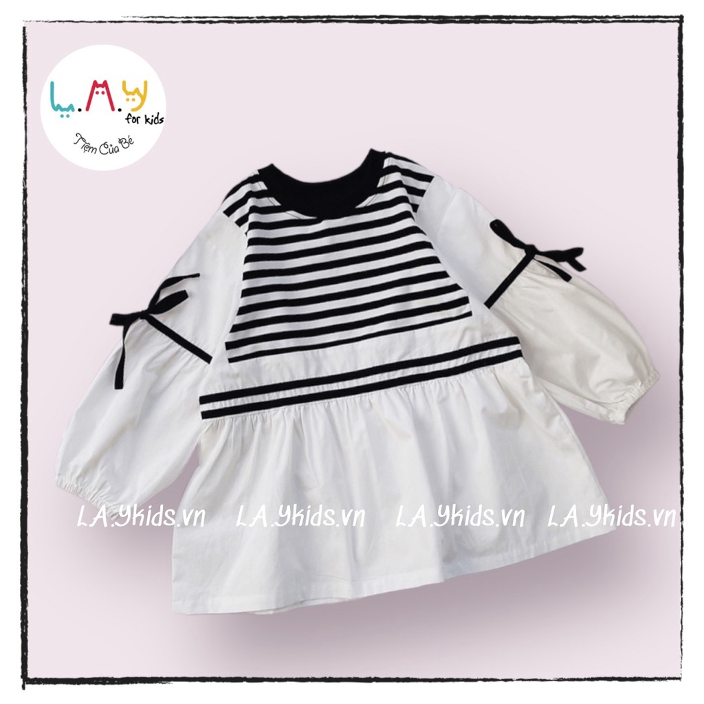 Áo Đôi Sơmi Bé Trai Áo Váy Bé Gái Cải Kẻ Đen Trắng L.A.Y kids