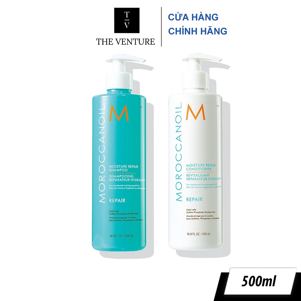 Bộ Dầu Gội &amp; Xả Moroccanoil Moisture Repair, Hydrating, Extra Volume, Smoothing Chính Hãng - 500ml