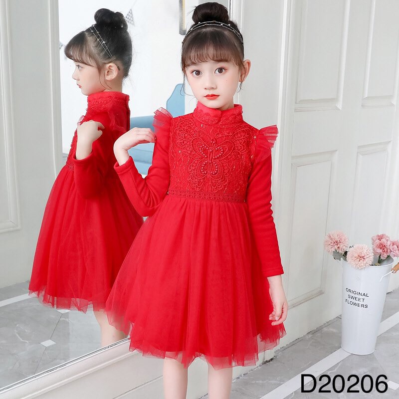 Váy lót nhung cho bé gái Đầm dáng xòe xinh xắn full size Beeshop D20206