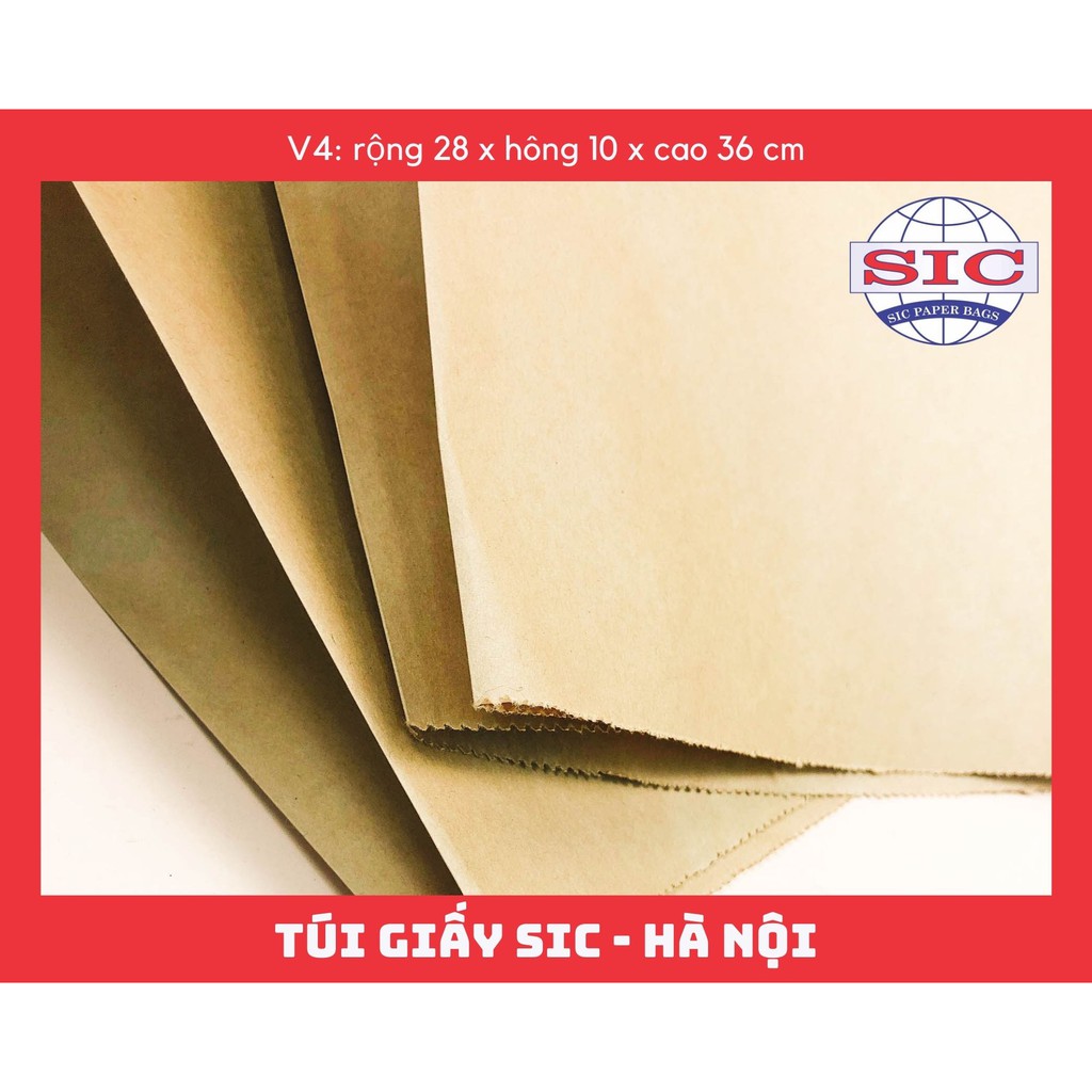 [SET 10 CHIẾC] TÚI GIẤY KRAFT V4: 28x10x36 KHÔNG QUAI ( ẢNH THẬT)