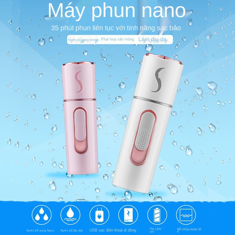 Dụng cụ dưỡng ẩm phun nano lạnh cầm tay, làm đẹp mini cho khuôn mặt học sinh, máy xông hơi có thể sạc lại