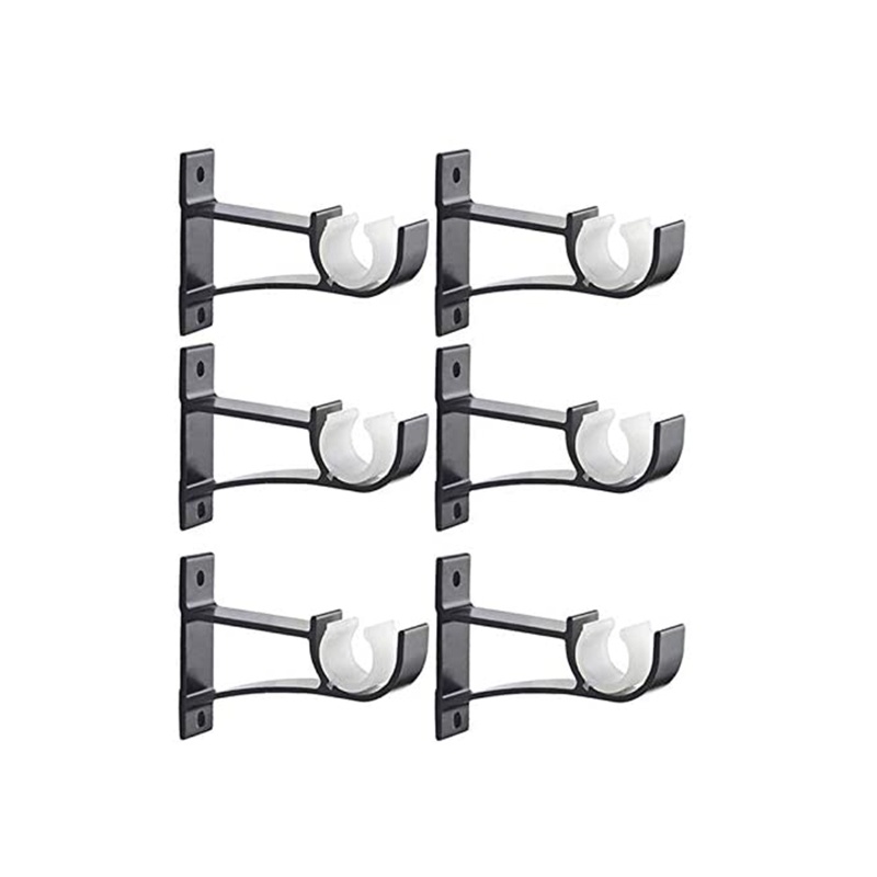 Bộ 6 Giá Đỡ Thanh Treo Rèm Cửa Bằng Hợp Kim Nhôm Màu Trắng Đen