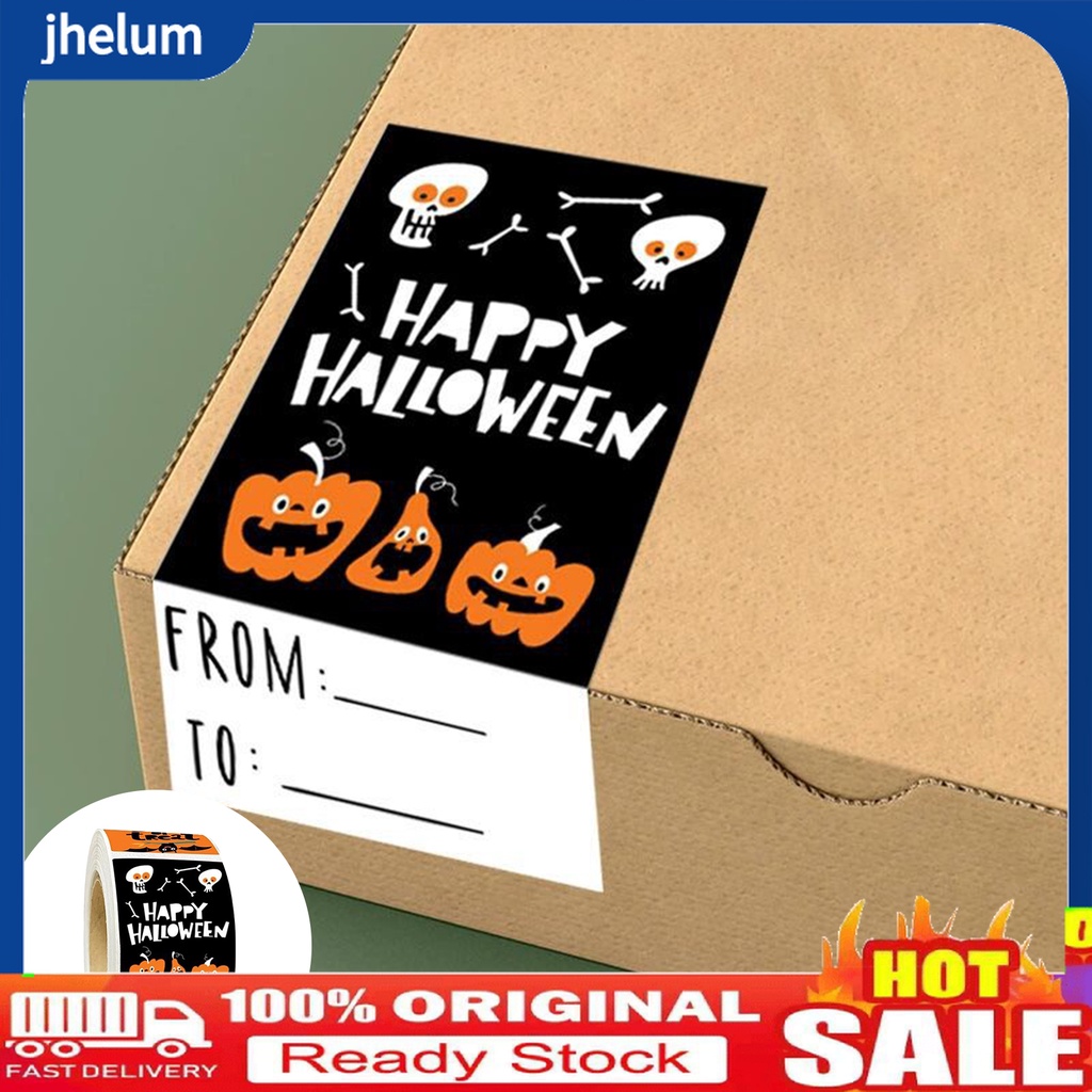 (livecity.2) Cuộn 300 Nhãn Dán Hộp Quà Hình Chữ Nhật Tự Dính Mịn Màng Và Dính Dễ Dán Dùng Đóng Gói Quà Halloween