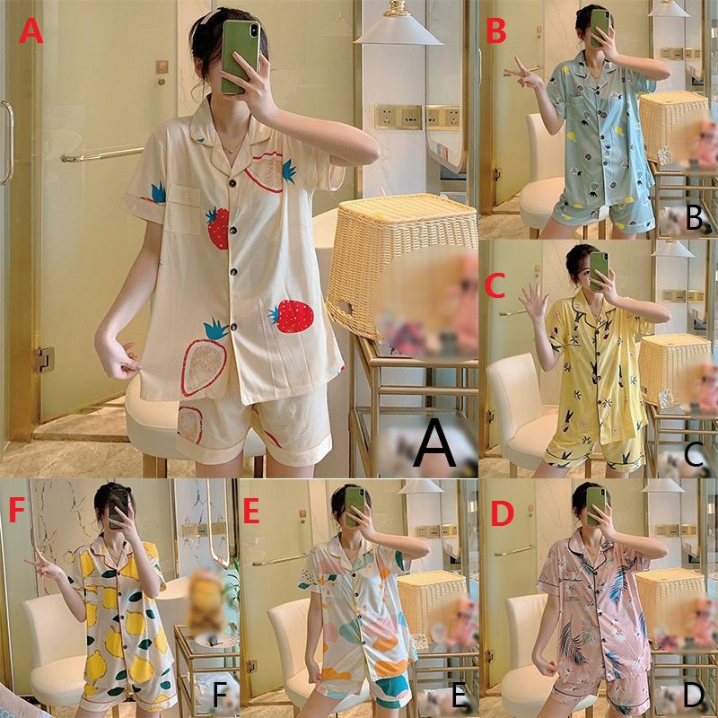 Bộ đồ ngủ ngắn tay in họa tiết hoạt hình đáng yêu cho nữ | BigBuy360 - bigbuy360.vn