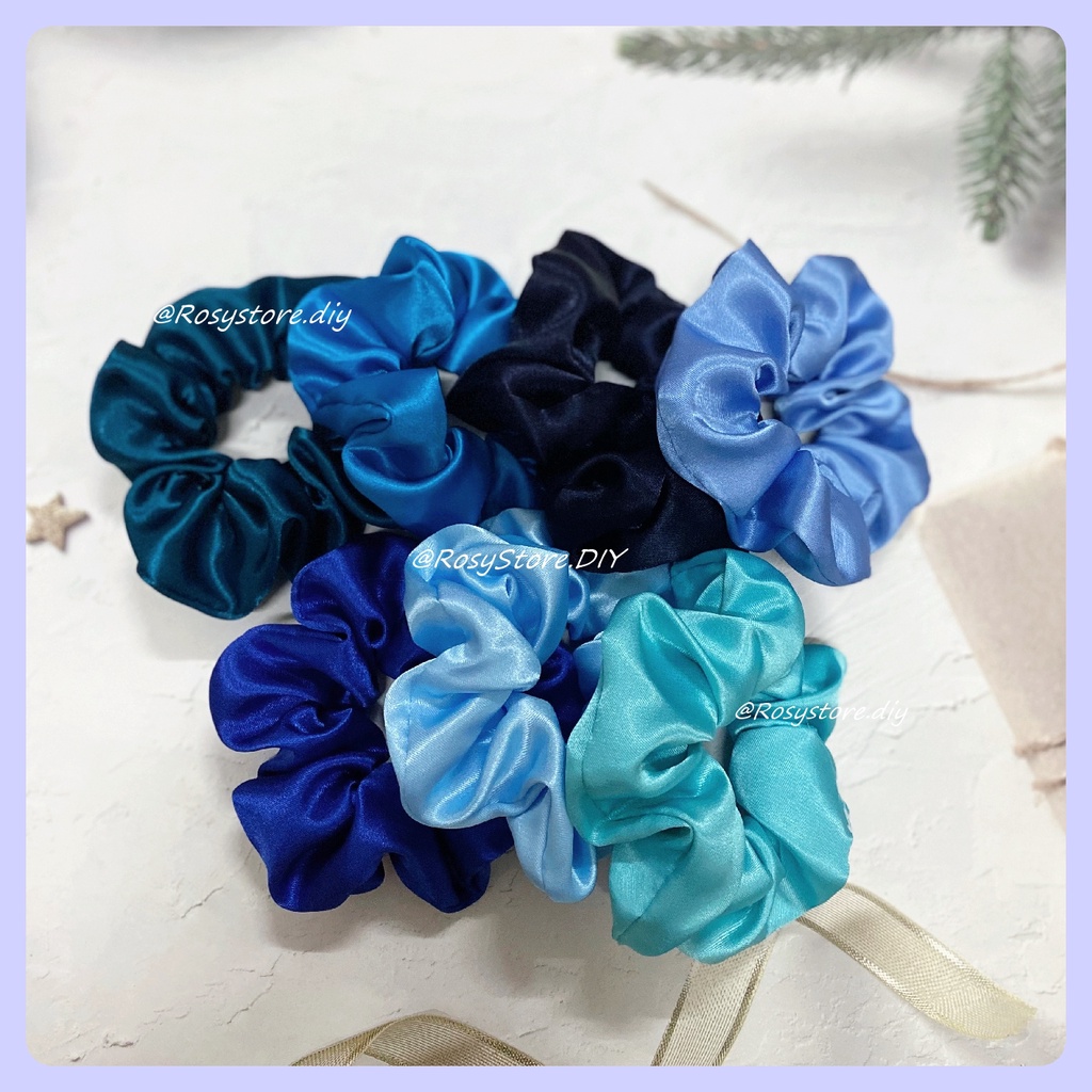 [Ảnh thật]CỘT TÓC VẢI SCRUNCHIES LỤA SATIN TÔNG XANH BIỂN SANG TRỌNG-THỜI TRANG HÀN QUỐC NỮ PHỤ KIỆN GIÁ RẺ ĐẸP