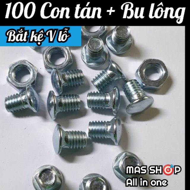 Bu Lông (bulong) - tán (ốc) Bắt Kệ V Lỗ [100 con]