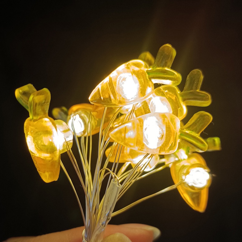 Dây đèn trang trí 20 LED hình củ cà rốt hoạt hình đáng yêu dành cho phòng ngủ trẻ em