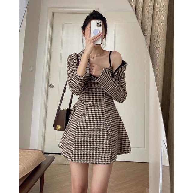 Set váy mix vest dạ