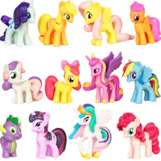 12 chiếc / bộ My Little Pony PVC Rainbow Horse Unicorn Pony Bundle Set Cute Little Horse Hành động Đồ chơi Búp bê cho bé gái Quà tặng Giáng sinh