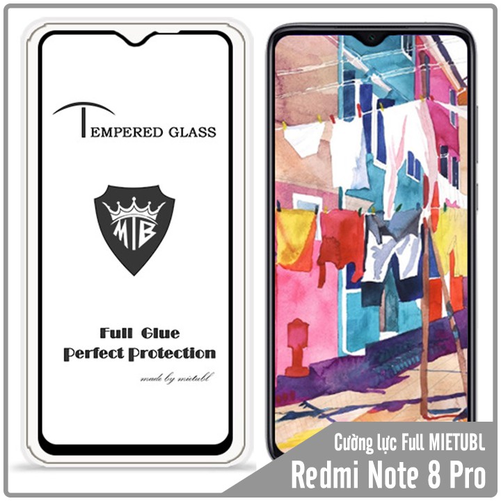 Kính cường lực cho Xiaomi Redmi Note 8 Pro Full 9H viền màu