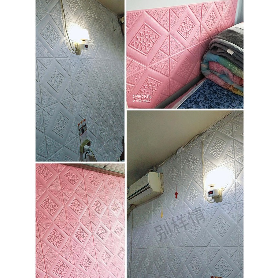 Sticker Xốp Dán Tường Trang Trí Phòng Ngủ Họa Tiết 3D Chống Thấm Nước