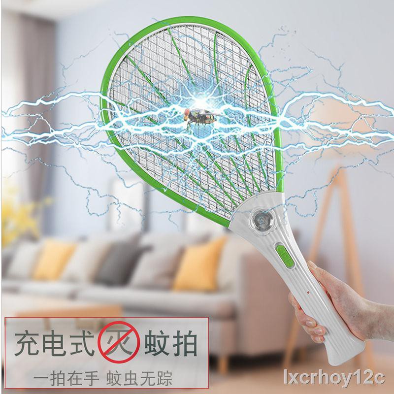 ✚❦Máy đánh muỗi điện gia dụng có thể sạc lại đèn LED diệt muỗi, ruồi và vợt mạnh mẽ