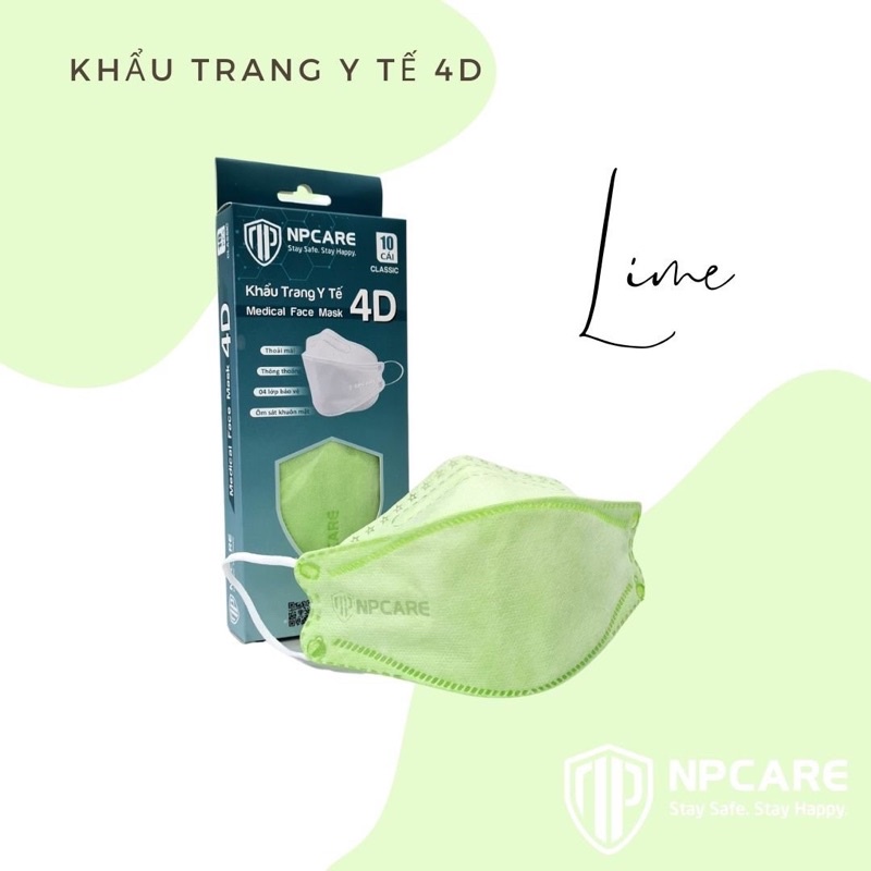 Khẩu trang KF94 4D trắng/hoạ tiết NPcare